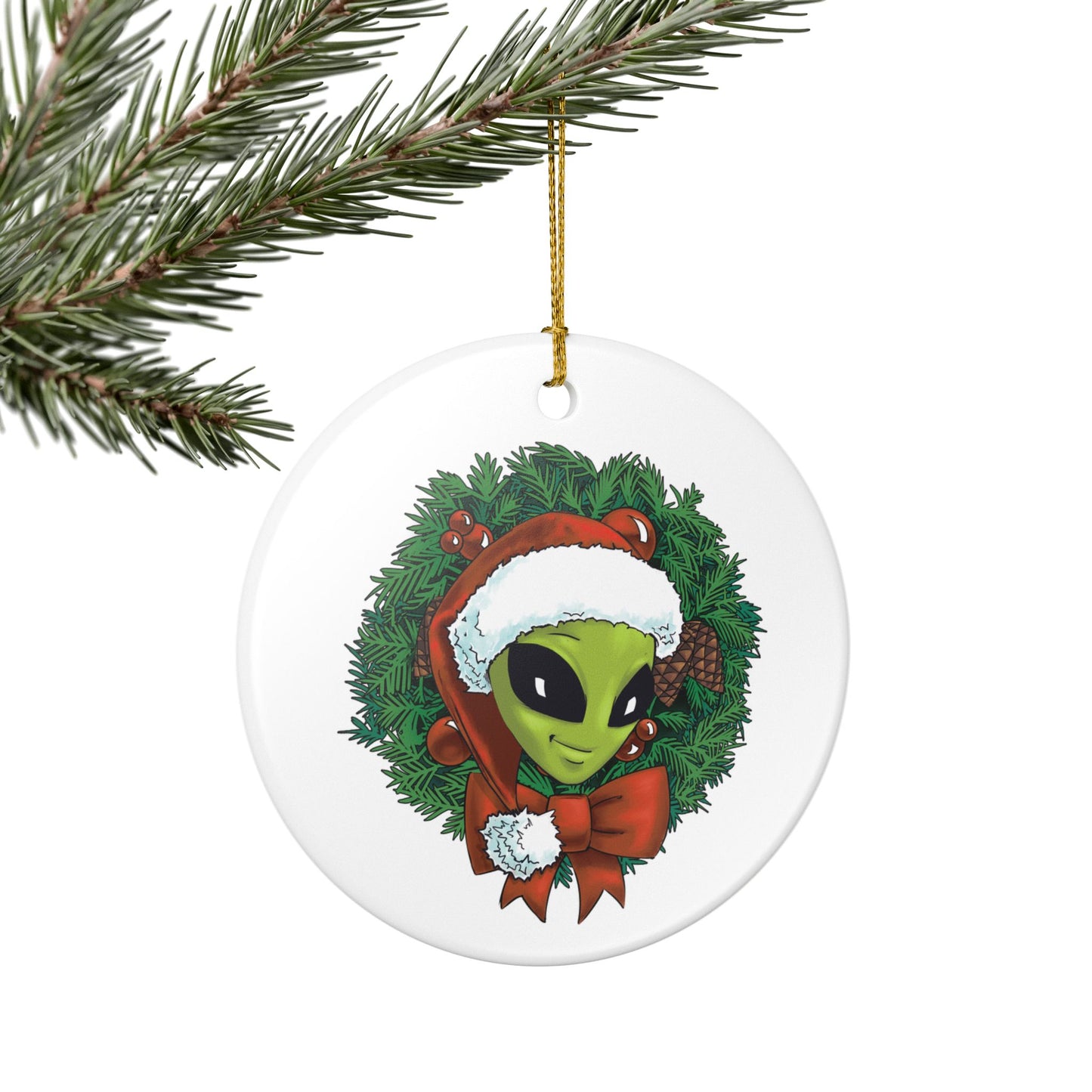 Christmas Wreath Ceramic Ornament