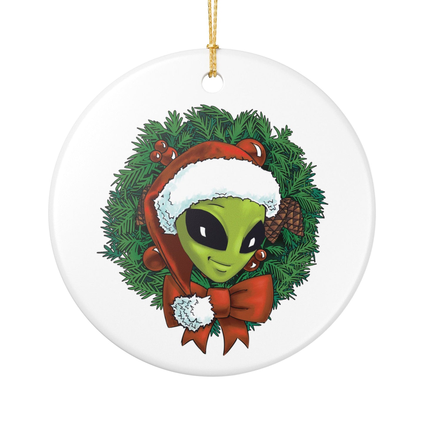 Christmas Wreath Ceramic Ornament