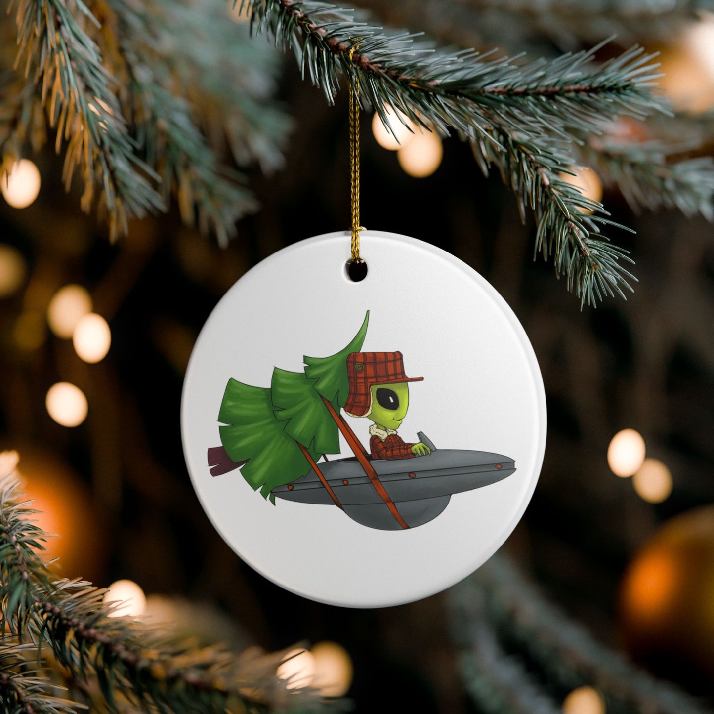 The Tree Hauler Ceramic Ornament